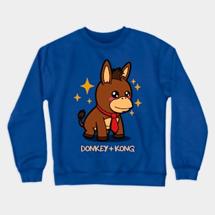 Kawaii Donkey Gorilla Video Gamer Funny Mashup Cute Cartoon Crewneck Sweatshirt